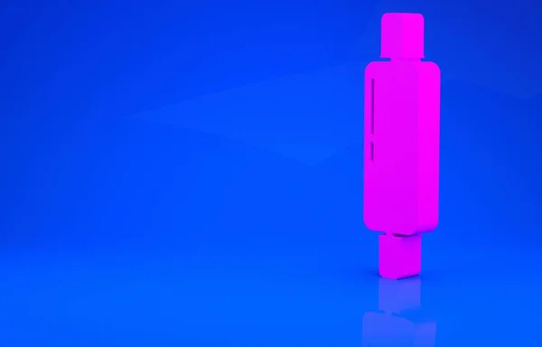 Ícone de pino de rolamento rosa isolado no fundo azul. Conceito de minimalismo. Ilustração 3d. Renderização 3D — Fotografia de Stock