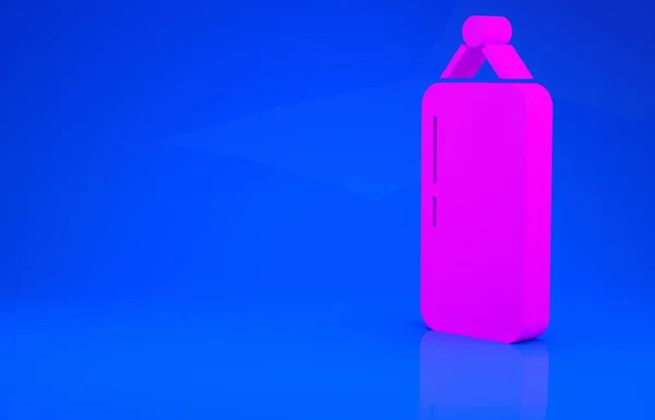 Ícone de saco de perfuração rosa isolado no fundo azul. Conceito de minimalismo. Ilustração 3d. Renderização 3D — Fotografia de Stock