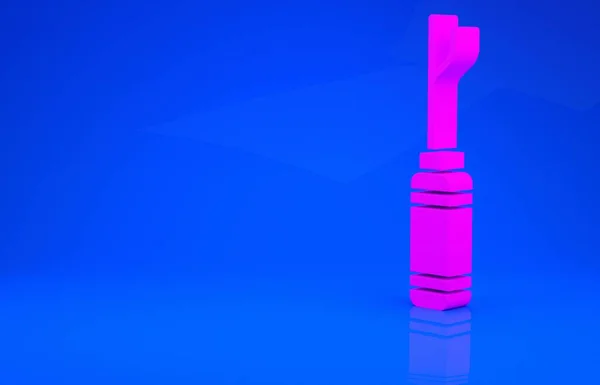 Pink Ahle Werkzeug mit Holzgriff Symbol isoliert auf blauem Hintergrund. Arbeitsmittel Schneiderei Industrie. Minimalismus-Konzept. 3D-Illustration. 3D-Renderer — Stockfoto