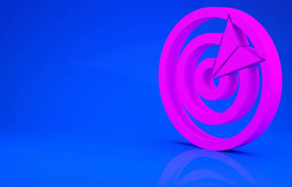 Icône sportive Pink Target isolée sur fond bleu. Nettoyer la cible avec des numéros pour le champ de tir ou de tir. Concept de minimalisme. Illustration 3D. rendu 3D — Photo