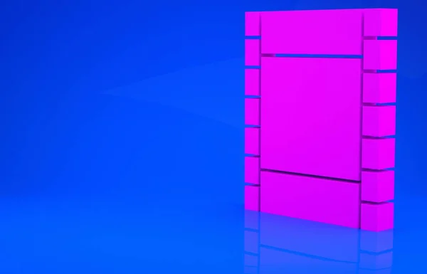 Рожева піктограма відтворення відео ізольована на синьому фоні. Знак плівки. Концепція мінімалізму. 3d ілюстрація. 3D візуалізація — стокове фото