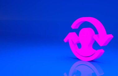 Pembe İnsan Kaynakları simgesi mavi arkaplanda izole edilmiş. İnsan kaynakları yönetimi kavramı, profesyonel personel araştırması, baş avcı işi. Minimalizm kavramı. 3 boyutlu illüstrasyon. 3 Boyutlu Hazırlama