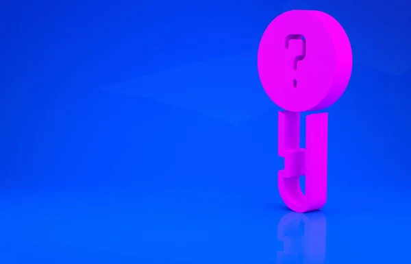 Rózsaszín Meghatározatlan kulcs ikon elszigetelt kék alapon. Minimalizmus koncepció. 3D illusztráció. 3D renderelés — Stock Fotó