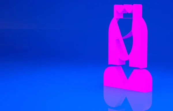 Icono princesa rosa aislado sobre fondo azul. Concepto minimalista. Ilustración 3d. Renderizado 3D — Foto de Stock
