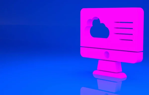 Pinkfarbenes Wettervorhersagesymbol auf blauem Hintergrund. Minimalismus-Konzept. 3D-Illustration. 3D-Renderer — Stockfoto