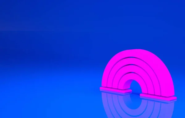 Ροζ εικονίδιο Rainbow απομονωμένο σε μπλε φόντο. Μινιμαλιστική έννοια. 3d εικόνα. 3D απόδοση — Φωτογραφία Αρχείου