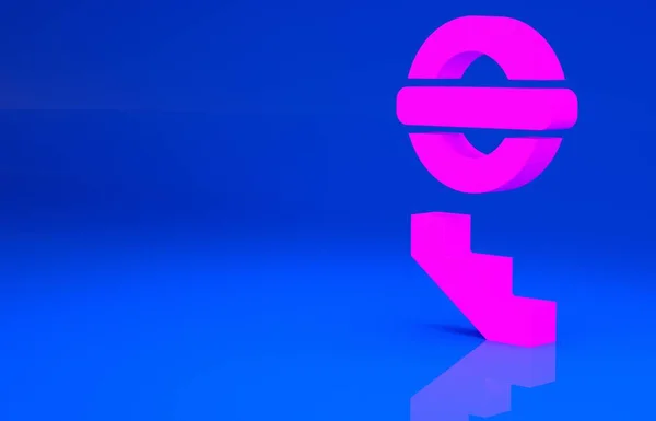 Розовая икона лондонского метро на синем фоне. Концепция минимализма. 3d иллюстрация. 3D рендеринг — стоковое фото