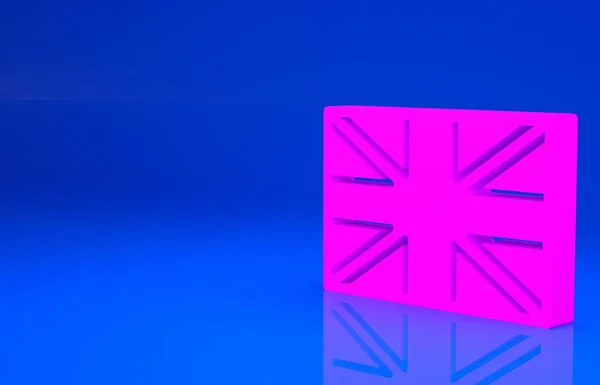 Pink Flag of Great Britain icon isolated on blue background. UK flag sign. Official United Kingdom flag. British symbol. Minimalism concept. 3d illustration. 3D render — Stock Photo, Image