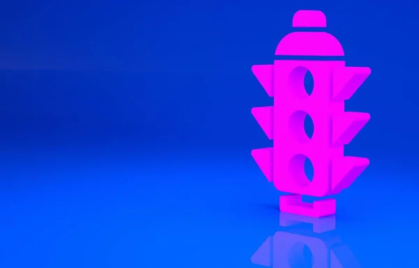 ピンク青の背景に隔離された交通信号アイコン。最小限の概念。3Dイラスト。3Dレンダリング — ストック写真