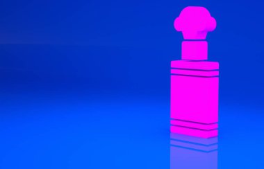 Pembe El bombası ikonu mavi arkaplanda izole edilmiş. Bomba patlaması. Minimalizm kavramı. 3 boyutlu illüstrasyon. 3 Boyutlu Hazırlama