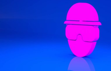 Pembe Özel Kuvvetler askeri ikonu mavi arka planda izole edildi. Ordu ve polis savunma sembolü. Minimalizm kavramı. 3 boyutlu illüstrasyon. 3 Boyutlu Hazırlama