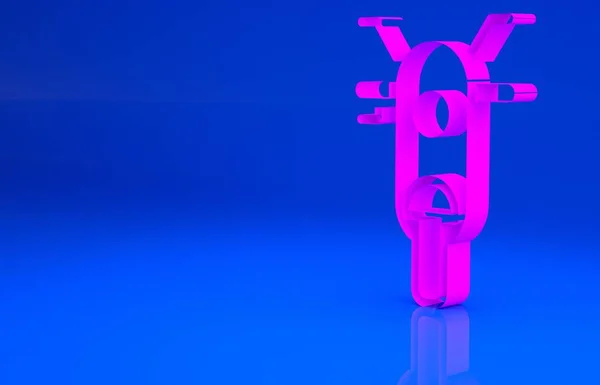 Icono rosa de la vespa aislado sobre fondo azul. Concepto minimalista. Ilustración 3d. Renderizado 3D — Foto de Stock