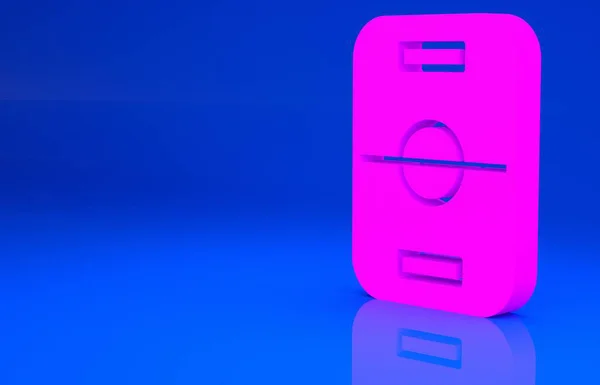 핑크 하키 테이블 아이콘은 파란 배경에 분리되어 있습니다. 미니멀리즘의 개념입니다. 3d 는 다음을 가리킨다. 3D 렌더링 — 스톡 사진