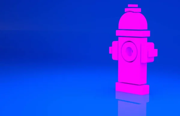 Icono de hidrante Pink Fire aislado sobre fondo azul. Concepto minimalista. Ilustración 3d. Renderizado 3D —  Fotos de Stock