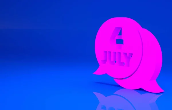 핑크 미국 독립 기념일 아이콘은 푸른 배경에서 분리되었다. 7 월 4 일. 미국의 나라입니다. 미니멀리즘의 개념입니다. 3d 는 다음을 가리킨다. 3D 렌더링 — 스톡 사진