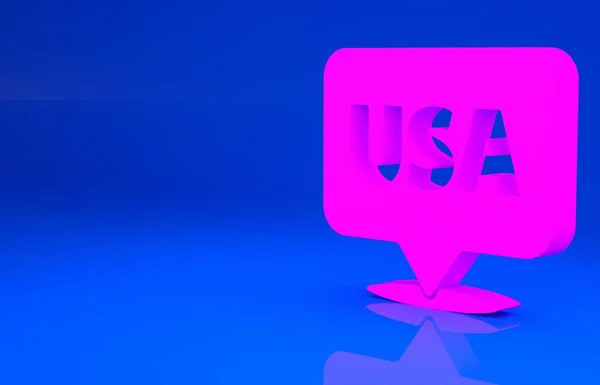 Icône du jour de l'indépendance rose USA isolée sur fond bleu. Le 4 juillet. Pays des États-Unis d'Amérique. Concept de minimalisme. Illustration 3D. rendu 3D — Photo