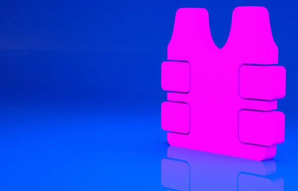 Ροζ αλεξίσφαιρο γιλέκο για προστασία από τις σφαίρες εικονίδιο απομονώνονται σε μπλε φόντο. Σημάδι πανοπλίας. Στρατιωτικά ρούχα. Μινιμαλιστική έννοια. 3d εικόνα. 3D απόδοση — Φωτογραφία Αρχείου