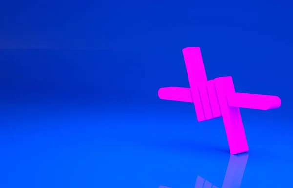 Ροζ αγκαθωτό καλώδιο εικονίδιο απομονωμένο σε μπλε φόντο. Μινιμαλιστική έννοια. 3d εικόνα. 3D απόδοση — Φωτογραφία Αρχείου