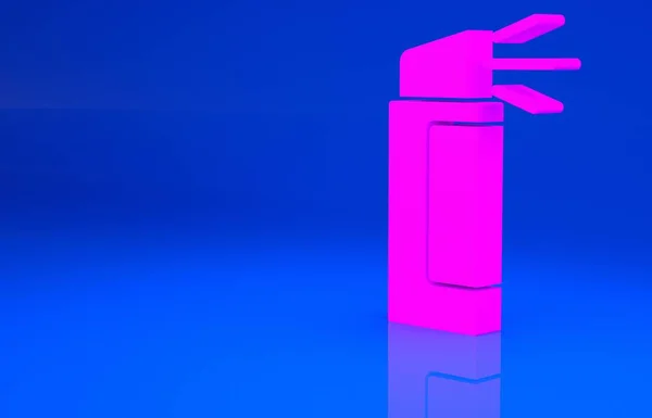 Icono de spray de pimienta rosa aislado sobre fondo azul. Gas OC. Aerosol de autodefensa Capsicum. Concepto minimalista. Ilustración 3d. Renderizado 3D —  Fotos de Stock