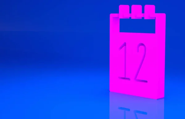 Różowy Kalendarz 12 czerwiec ikona izolowane na niebieskim tle. Język rosyjski 12 czerwiec Szczęśliwego Dnia Rosji. Koncepcja minimalizmu. Ilustracja 3D. Renderowanie 3D — Zdjęcie stockowe