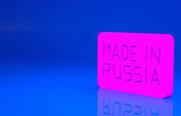 Pink Made in Russia ícone isolado no fundo azul. Conceito de minimalismo. Ilustração 3d. Renderização 3D — Fotografia de Stock