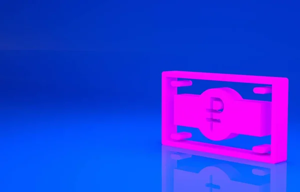 핑크 러블의 금융가는 푸른 배경에 고립되어 있다. 미니멀리즘의 개념입니다. 3d 는 다음을 가리킨다. 3D 렌더링 — 스톡 사진