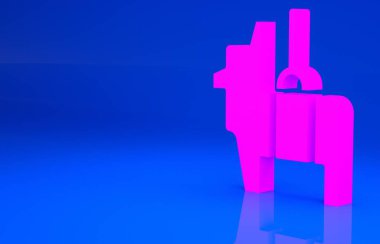 Pembe Pinata simgesi mavi arkaplanda izole edildi. Meksika geleneksel doğum günü oyuncağı. Minimalizm kavramı. 3 boyutlu illüstrasyon. 3 Boyutlu Hazırlama