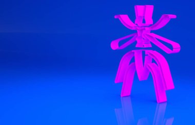 Mavi arkaplanda izole edilmiş pembe sivrisinek simgesi. Minimalizm kavramı. 3 boyutlu illüstrasyon. 3 Boyutlu Hazırlama