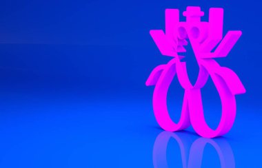 Pembe Böcek sineği ikonu mavi arkaplanda izole edilmiş. Minimalizm kavramı. 3 boyutlu illüstrasyon. 3 Boyutlu Hazırlama