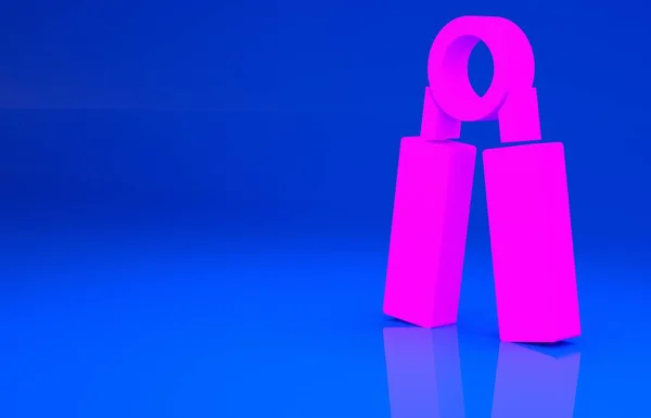 Icono de expansor Pink Sport aislado sobre fondo azul. Equipamiento deportivo. Concepto minimalista. Ilustración 3d. Renderizado 3D —  Fotos de Stock