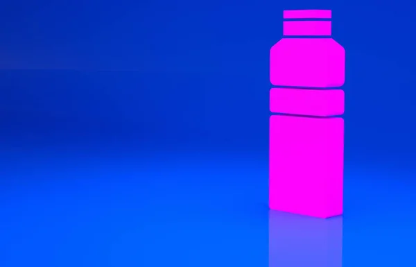 Rózsaszín Fitness shaker ikon elszigetelt kék alapon. Sport shaker palack fedéllel víz és fehérje koktélok. Minimalizmus koncepció. 3D illusztráció. 3D renderelés — Stock Fotó