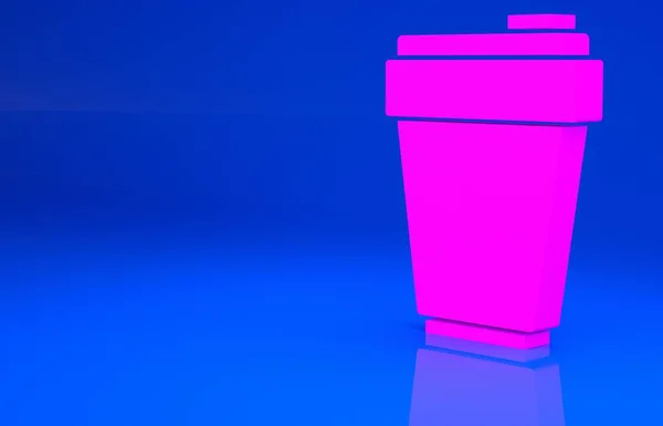 Rosa Fitness Shaker ikon isolerad på blå bakgrund. Sport shaker flaska med lock för vatten och protein cocktails. Minimalistiskt koncept. 3D-illustration. 3D-återgivning — Stockfoto