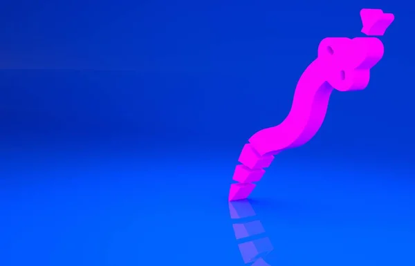 Иконка Pink Snake выделена на синем фоне. Концепция минимализма. 3d иллюстрация. 3D рендеринг — стоковое фото