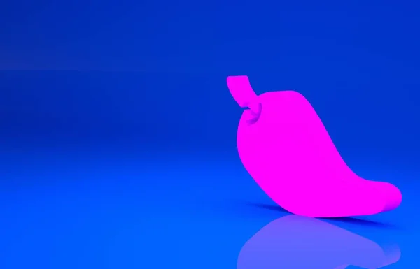 Rosa Hot peperoncino icona baccello isolato su sfondo blu. Progettazione per generi alimentari, prodotti culinari, condimento e spezie, libro di cucina. Concetto minimalista. Illustrazione 3d. Rendering 3D — Foto Stock