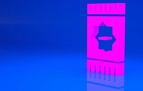 Różowy meksykański dywan ikona izolowane na niebieskim tle. Koncepcja minimalizmu. Ilustracja 3D. Renderowanie 3D — Zdjęcie stockowe