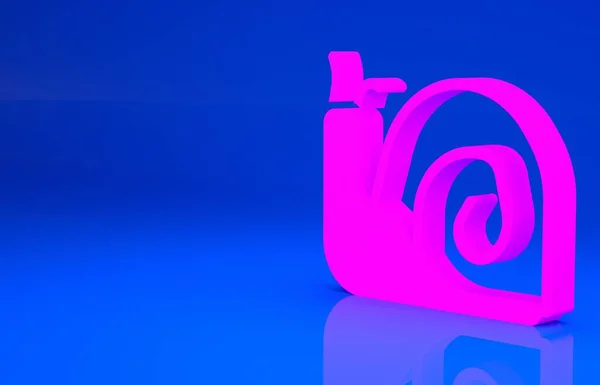 Icona della lumaca rosa isolata su sfondo blu. Concetto minimalista. Illustrazione 3d. Rendering 3D — Foto Stock
