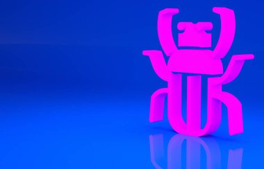 Pembe Koku Böceği simgesi mavi arkaplanda izole edildi. Minimalizm kavramı. 3 boyutlu illüstrasyon. 3 Boyutlu Hazırlama