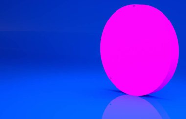 Mavi arka planda izole edilmiş Pembe Antik Yunan madeni para simgesi. Minimalizm kavramı. 3 boyutlu illüstrasyon. 3 Boyutlu Hazırlama