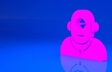 Pembe Kiklops simgesi mavi arkaplanda izole edildi. Minimalizm kavramı. 3 boyutlu illüstrasyon. 3 Boyutlu Hazırlama