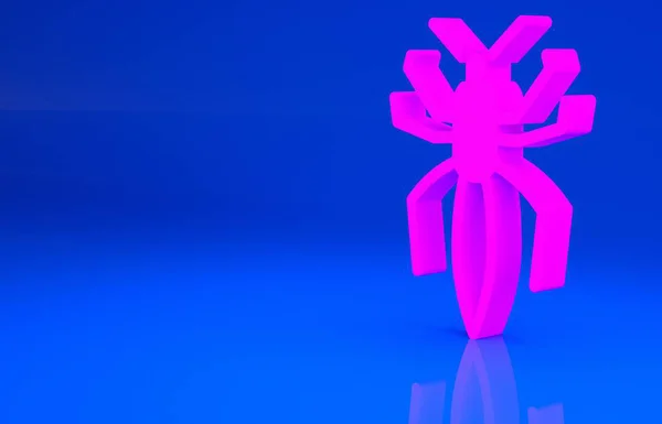 Icono de araña rosa aislado sobre fondo azul. Feliz fiesta de Halloween. Concepto minimalista. Ilustración 3d. Renderizado 3D — Foto de Stock