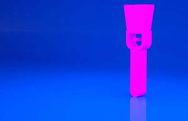 Ícone de pincel de tinta rosa isolado no fundo azul. Para o artista ou para arqueólogos e limpeza durante escavações. Conceito de minimalismo. Ilustração 3d. Renderização 3D — Fotografia de Stock