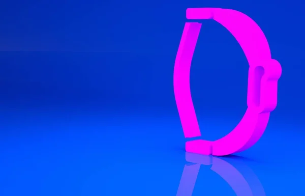 Ikona zabawki Pink Bow izolowana na niebieskim tle. Koncepcja minimalizmu. Ilustracja 3D. Renderowanie 3D — Zdjęcie stockowe