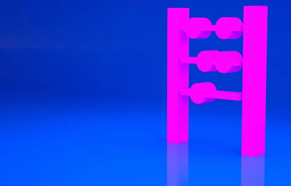 Ροζ εικόνα Abacus απομονώνονται σε μπλε φόντο. Παραδοσιακό πλαίσιο καταμέτρησης. Πινακίδα εκπαίδευσης. Μαθηματικά. Μινιμαλιστική έννοια. 3d εικόνα. 3D απόδοση — Φωτογραφία Αρχείου