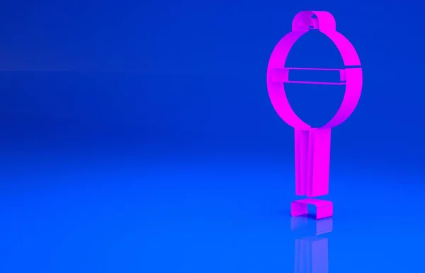 핑크 벨리 베이비 장난감 아이콘은 파란색 배경에 분리되어 있습니다. 빈 백 사인이야. 미니멀리즘의 개념입니다. 3d 는 다음을 가리킨다. 3D 렌더링 — 스톡 사진
