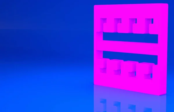 Розовый древнегреческий узор иконы выделен на синем фоне. Концепция минимализма. 3d иллюстрация. 3D рендеринг — стоковое фото