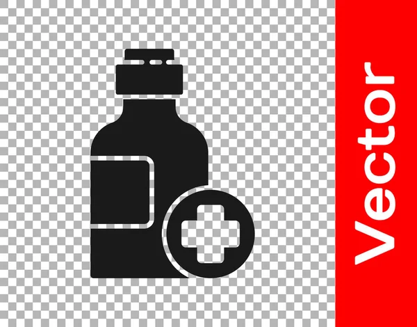 Black Bottle Medicine Syrup Icon Isolated Transparent Background Vector Illustration — Stock Vector