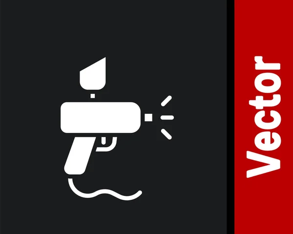 Bílá Ikona Stříkací Pistole Izolované Černém Pozadí Vektorová Ilustrace — Stockový vektor