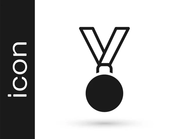 Иконка Серой Медали Выделена Белом Фоне Знак Достижения Победителя Медаль — стоковый вектор