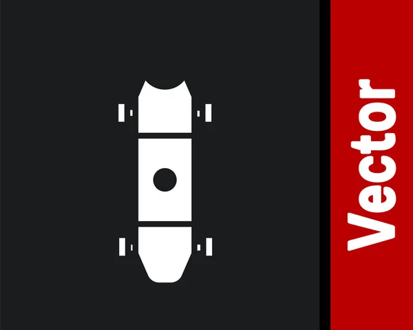 Longboard Blanc Icône Croiseur Skateboard Isolé Sur Fond Noir Sport — Image vectorielle