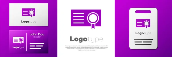Logotype Certificate Template Icon Isolated White Background Achievement Award Degree — Stock Vector